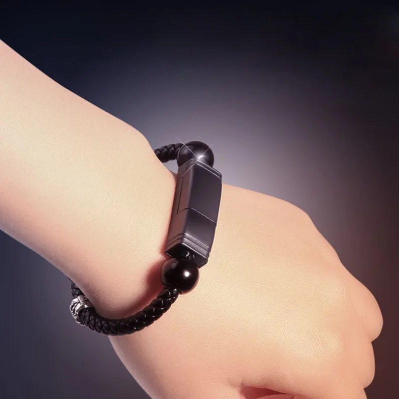 

Leather Mini Type-C/8Pin/Micro USB Bracelet Charger Data Charging Cable with ball For Iphone X 8 Samsung S9 S8