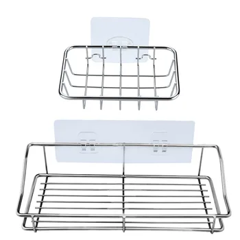 

Shower Caddy Adhesive Bathroom Storage Shelf Kitchen Rack Organizers Drain Rack repisas de pared decorativos shelves for wall