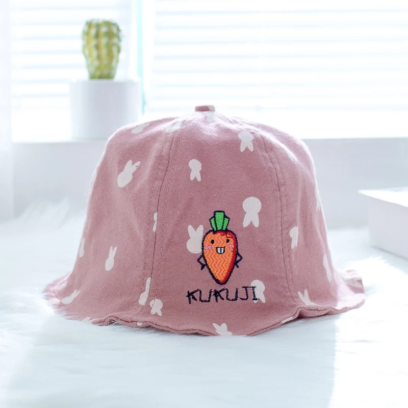 Детская Рыбацкая шляпа Sun Bunny Radish шляпка шапки 52 см Детские кепки унисекс - Цвет: Розовый