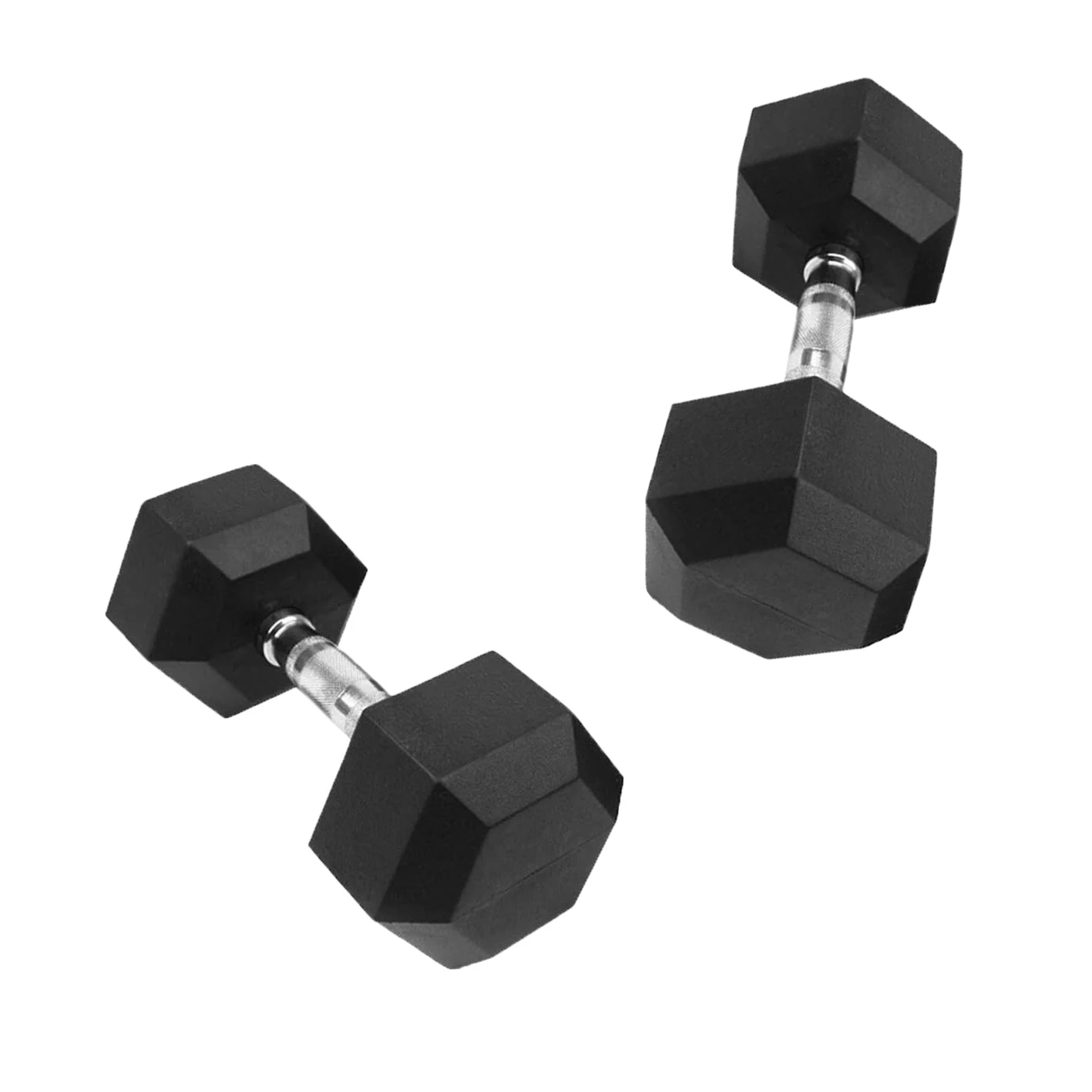 2 30 KG Barbell Weights Hex Rubber Cover Dumbbell with Metal Handle for