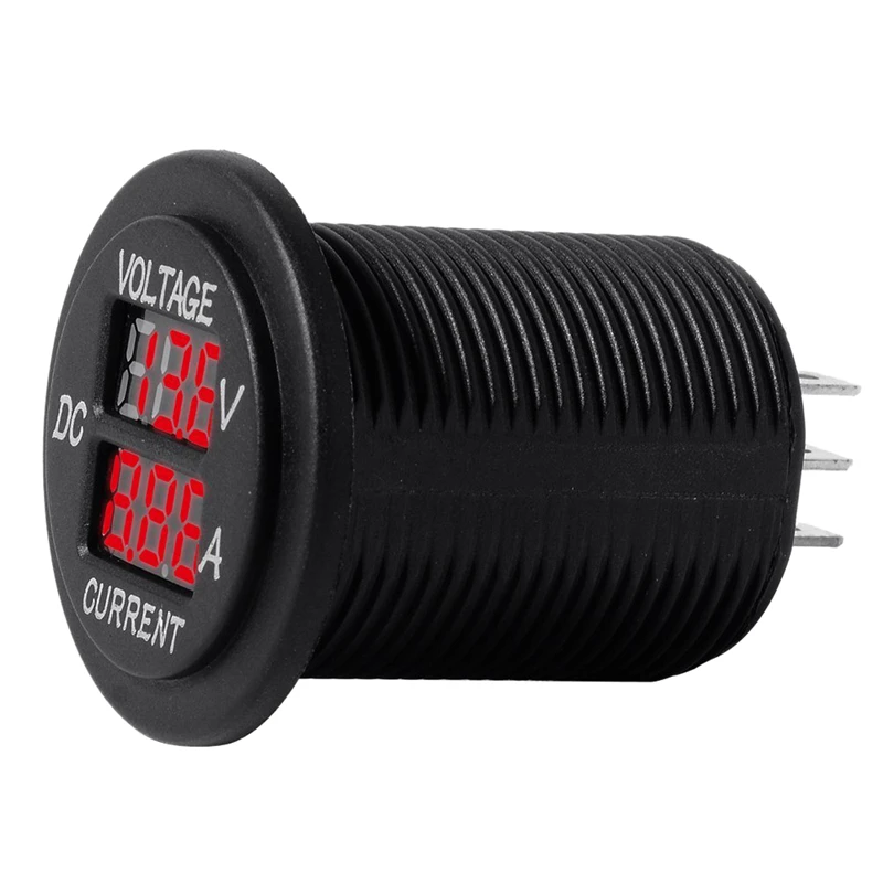 

DC 12-24V Red LED Dual Display Voltmeter Ammeter Round Panel for car motorcycle boat marine