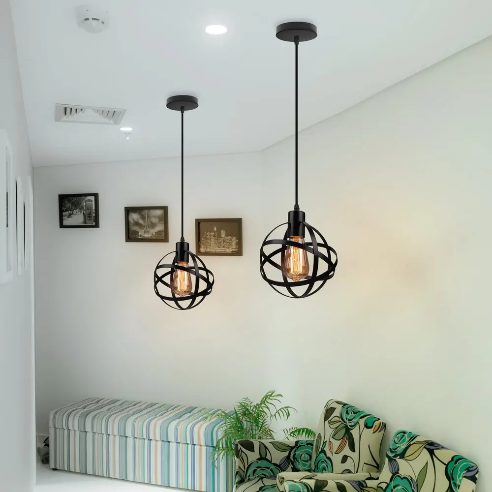 

Chandelier Scandinavian Minimalist Modern Restaurant Chandelier Circle Creative Cool Industrial Retro Iron Birdcage Bar Counter