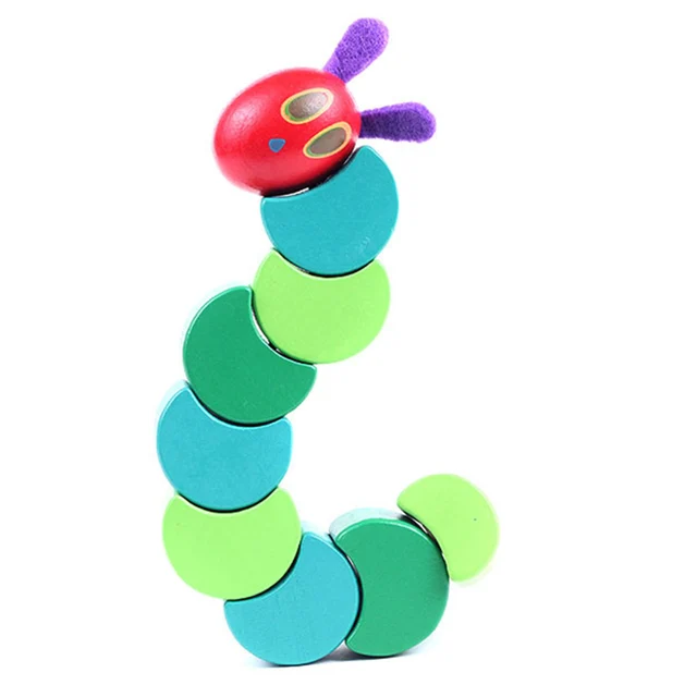 Baby Wooden Block Baby Fingers Flexible Blocks Toy Wood Insects Twist The Very Hungry Caterpillars 5