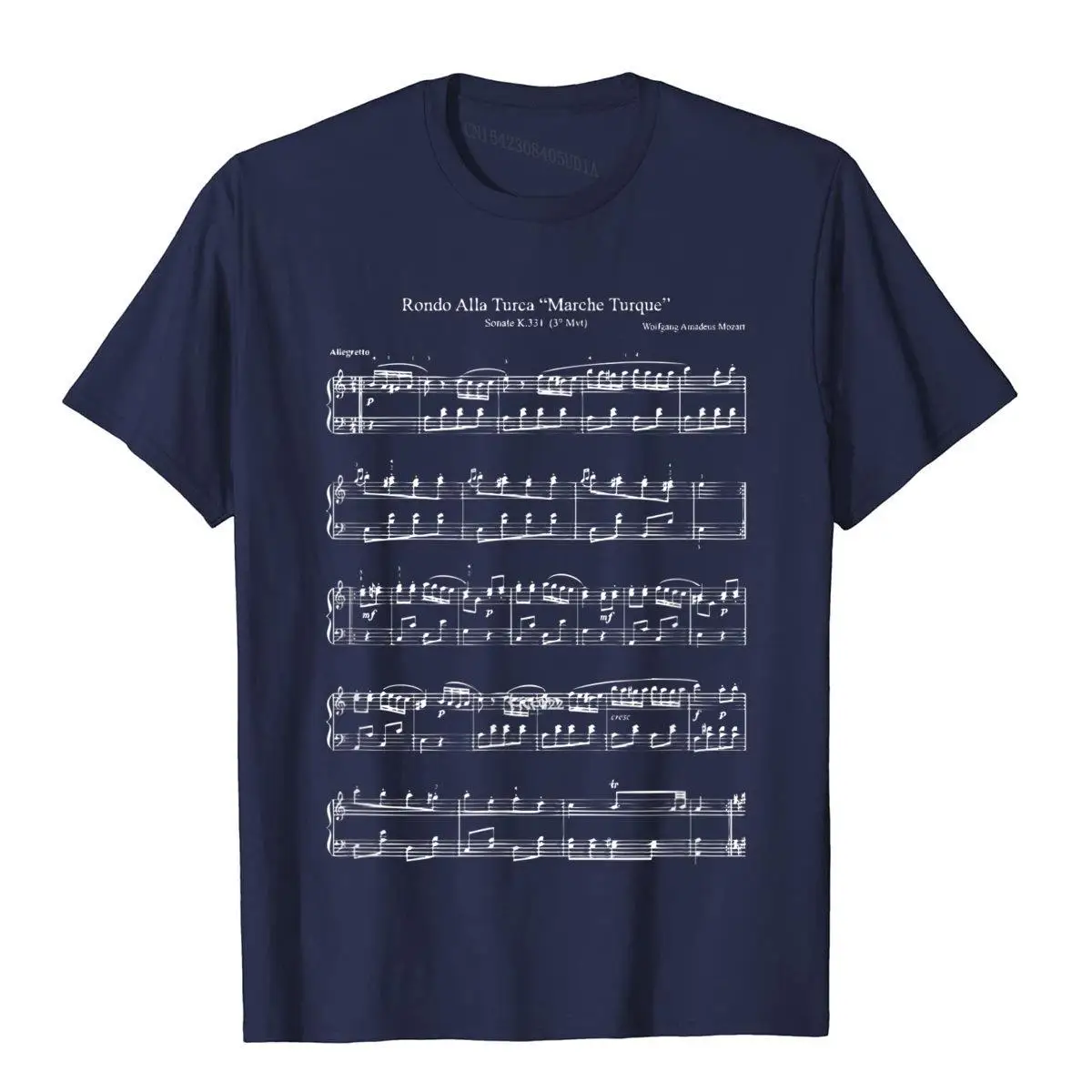 Mozart music notes score - Rondo alla Turca Funny T-shirt__97A164navy