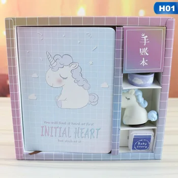 

HOT NEW Creative Pink Girl Unicorn Notebook Notepad Gift Box Hardcover Gift Notebooks Planners Stationery School Supplies