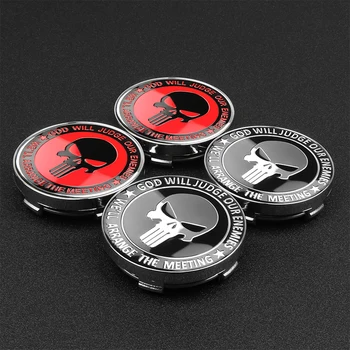 

4PCS 56/60mm Punisher Skull Logo Car Wheel Center Hub Caps Badge Emblem Sticker Decal Wheel Dust-proof covers Badge accessories