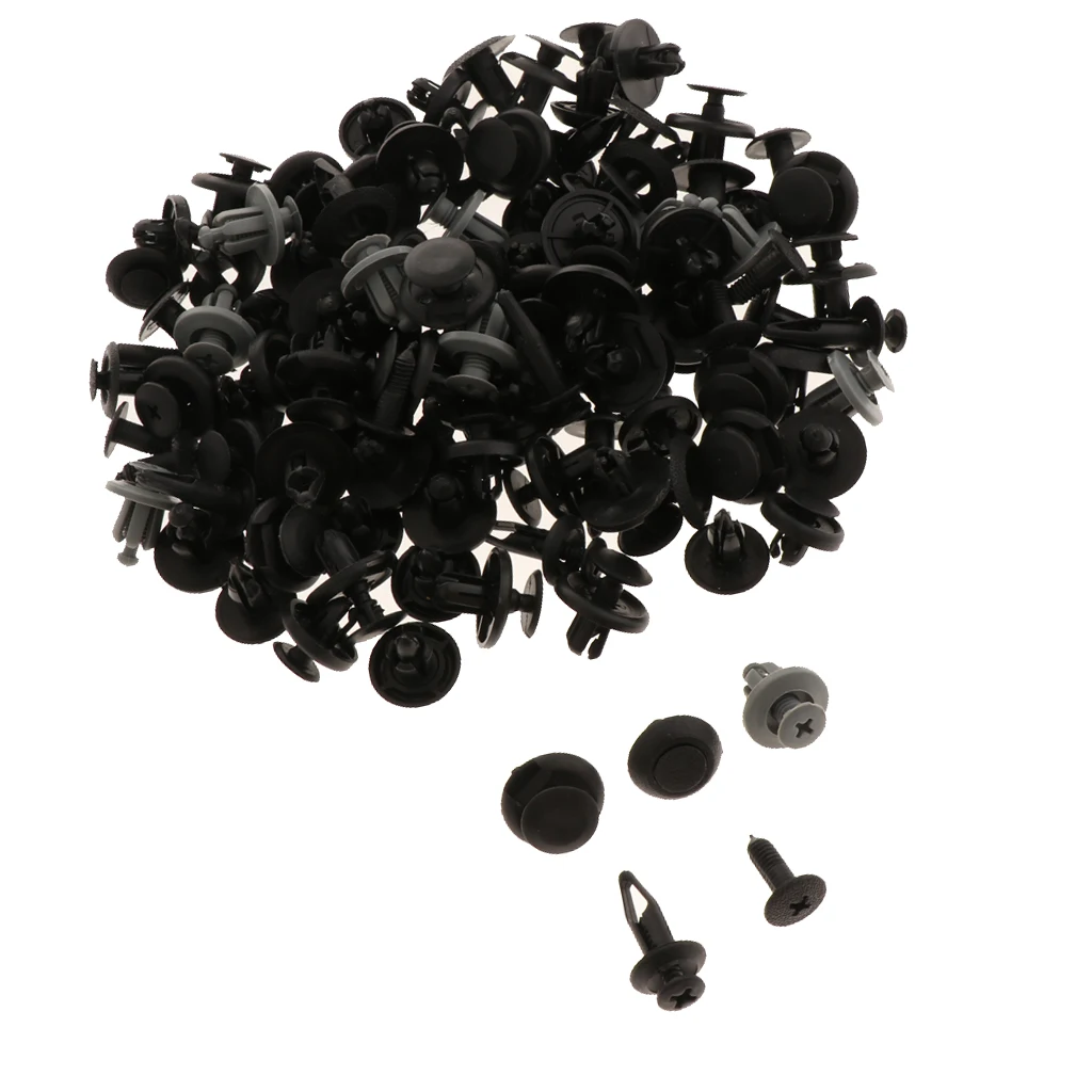 Pack - 100 Nylon Bumper Fastener Rivet Clips Automotive Furniture Assembly Expansion Screws Kit Auto Body Clips