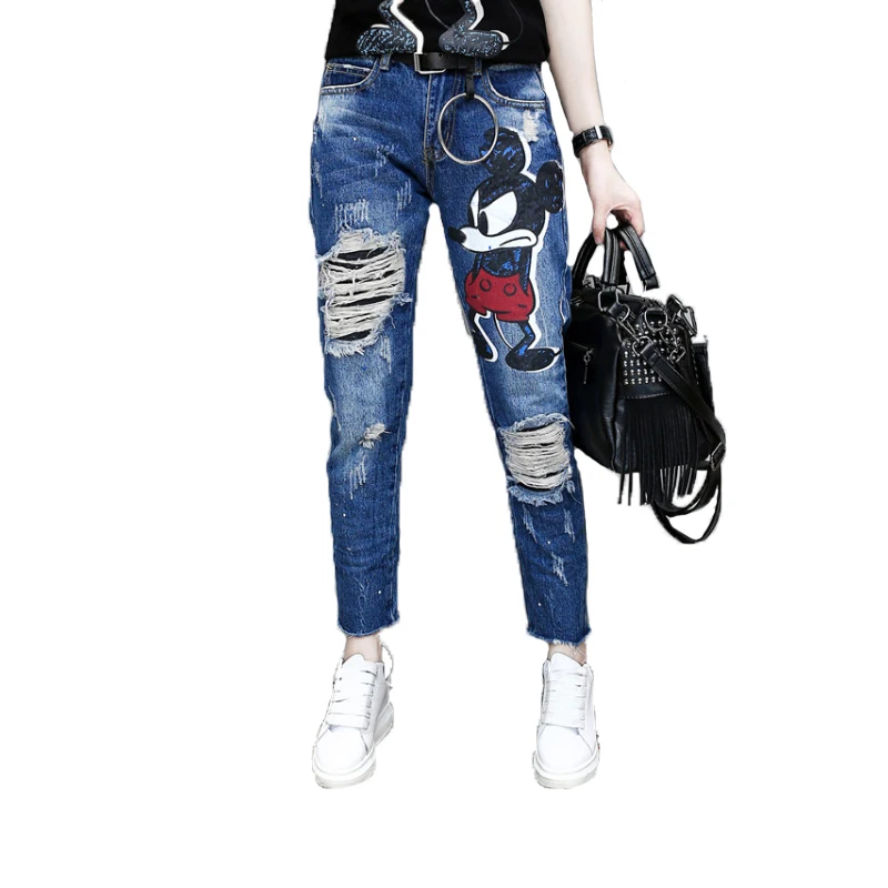 cartoon ripped jeans