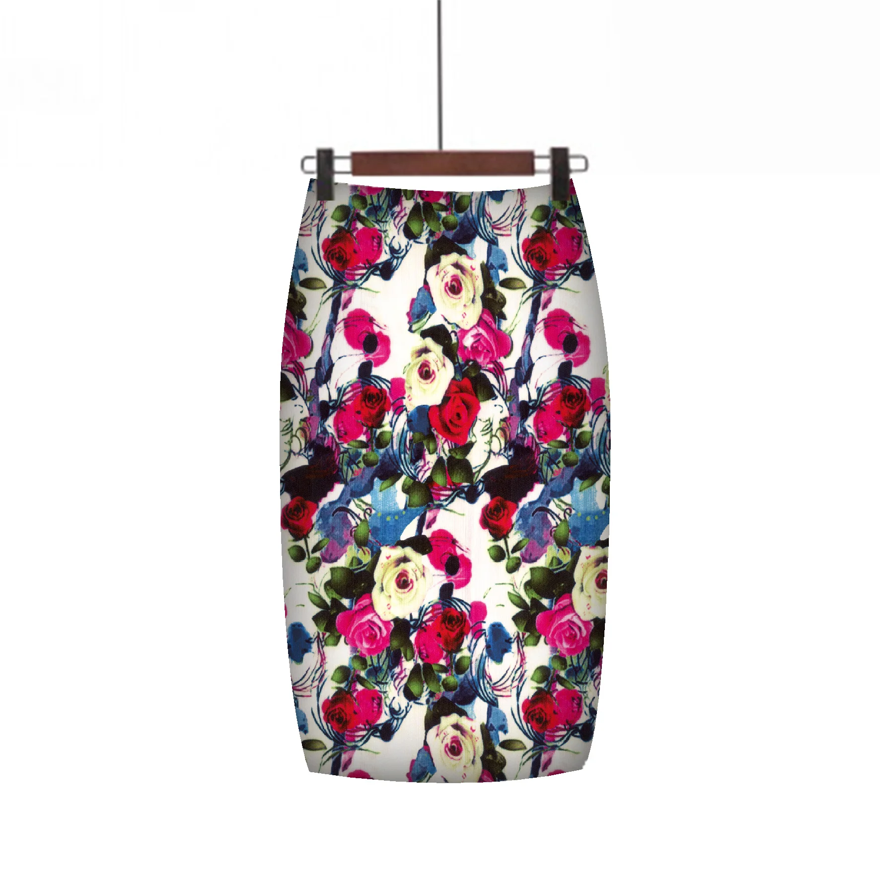 Digital Printing Vintage Flower Skirts For Women Lady Female Office Elegant Casual Fashion Skirt Faldas Mujer Moda Jupe Femme