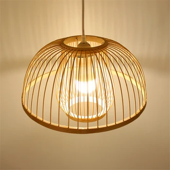 

Chinese Bamboo wooden Led Pendant Lights Living Room Individual Theme Restaurant Pendant Lamp Diy Decor Light Fixtures Luminaire