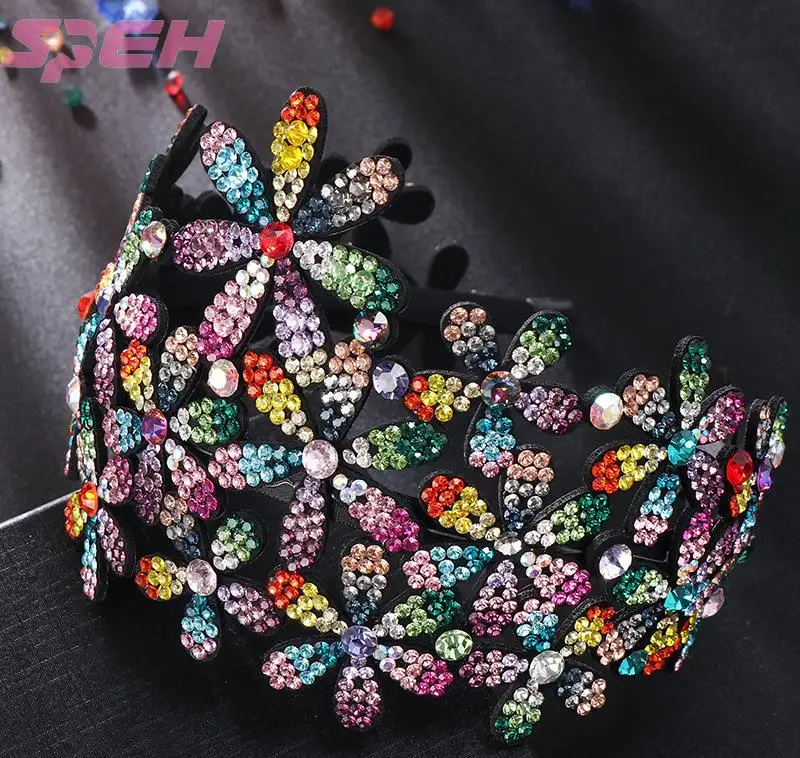 

Rhinestone hairband with wide-brimmed teeth and full-drilled hair accessories Retro Korea pressure hairpin headdress
