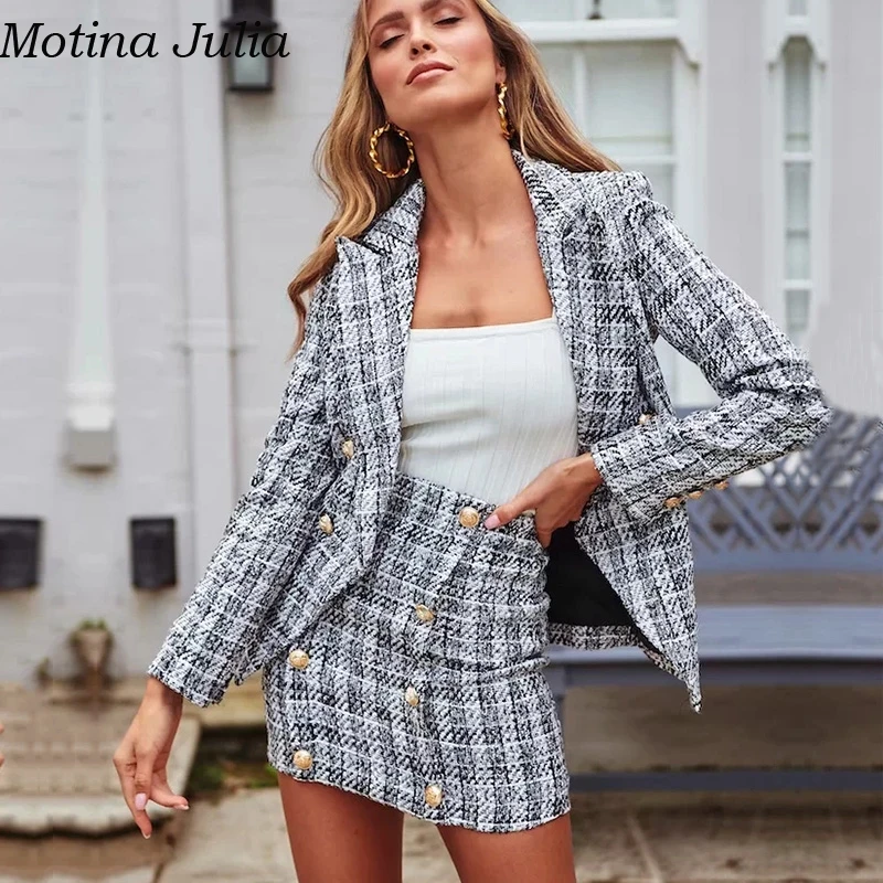 Motina Julia элегантный крутой Повседневный твидовый Блейзер женские осенне зимние