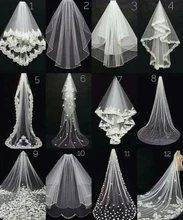Real Photos Long Lace Appliques Wedding Veil White Ivory Cathedral Bridal Veil Bride Veil Wedding Accessories