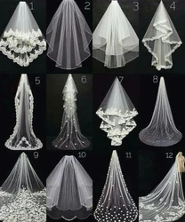 Real Photos Long Lace Appliques Wedding Veil White Ivory Cathedral Bridal Veil Bride Veil Wedding Accessories