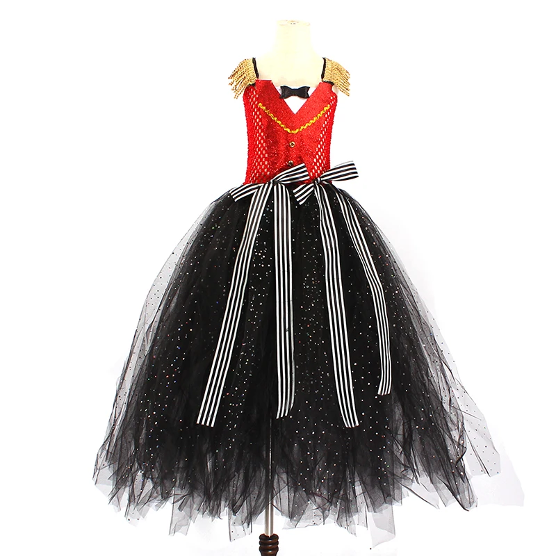 Full Length Sparkly Ringmaster Inspired Girls Tutu Dress Kids Birthday Party Pageant Halloween Costume Girl Circus Fancy Dress (20)