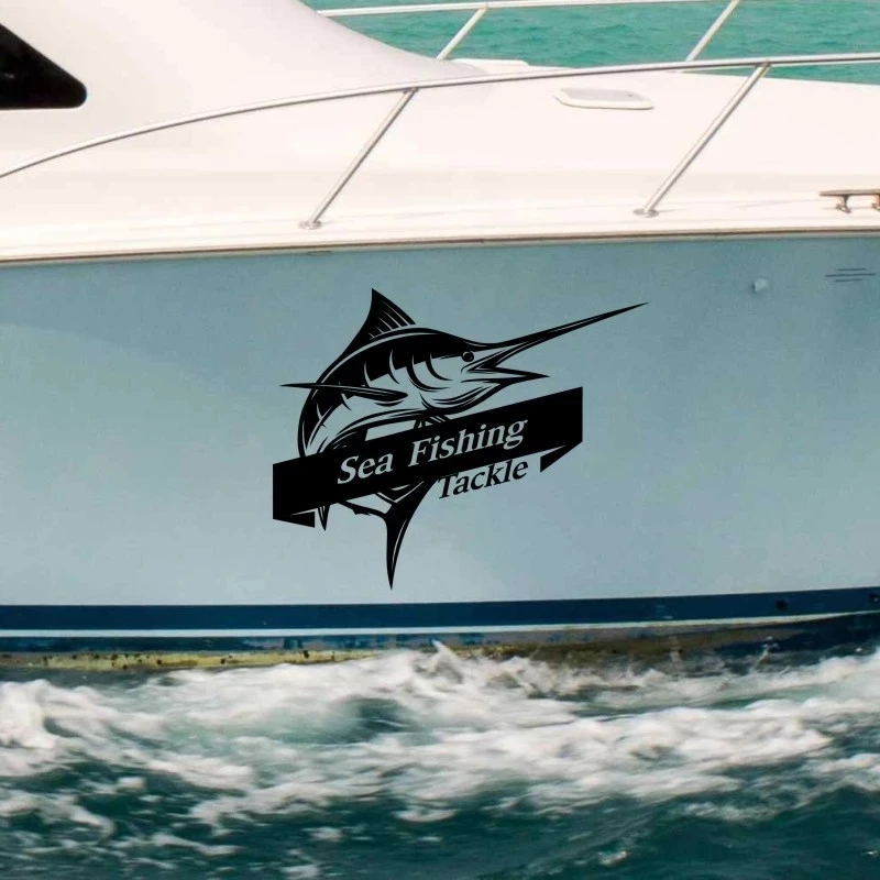 Sea Fishing Tackle Swordfish Marlin Sticker Decal Bucket Shop Fishhook Fish Tank Boat Box Car Vinyl 28cm*34cm | Автомобили и