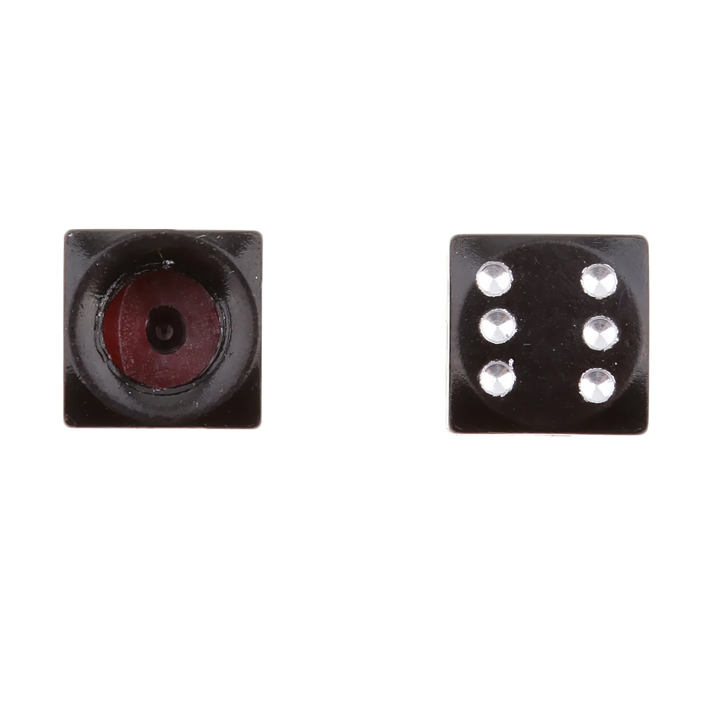4 Pieces Aluminum Alloy Dice Valve Caps Cover Universal for Car Bike Motorcycle Black