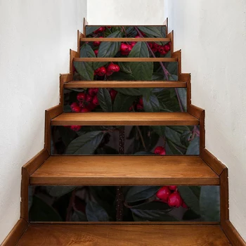 

PVC Waterproof Art Red Fruit Tree Glass View Home Decor Decal Stair 3D Print Sticker Self Adhesive Diy Paper for Bedroom Sticker