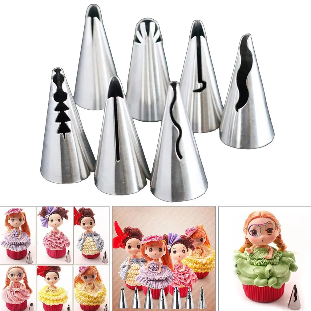 ghfcffdghrdshdfh 7PCS/Set Nozzles Pastry Decorating Tips Stainless Steel Icing Piping Nozzle 