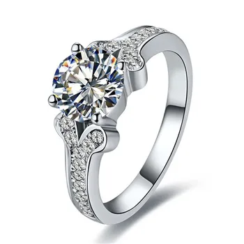 

Test Positive 1CT 6.5mm Round D-E Lab-Grown Moissanite Diamond Ring Solid 925 Sterling Silver Engagement Ring