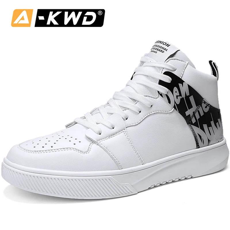 White Модные высокие кроссовки из искусственной кожи; мужские кроссовки; Chessure Homme; роскошная мужская обувь; износостойкая Мужская обувь; белые мужские кроссовки - Цвет: White