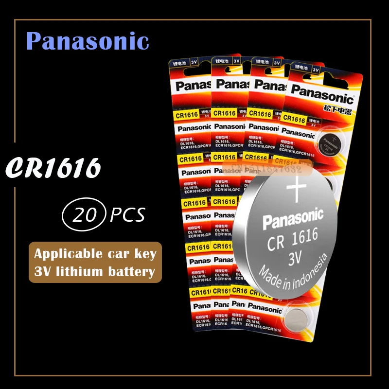 20 шт. Panasonic CR1616 кнопочные батарейки для монет CR1616 автомобильный пульт дистанционного управления электрическая сигнализация 3 В литиевая батарея