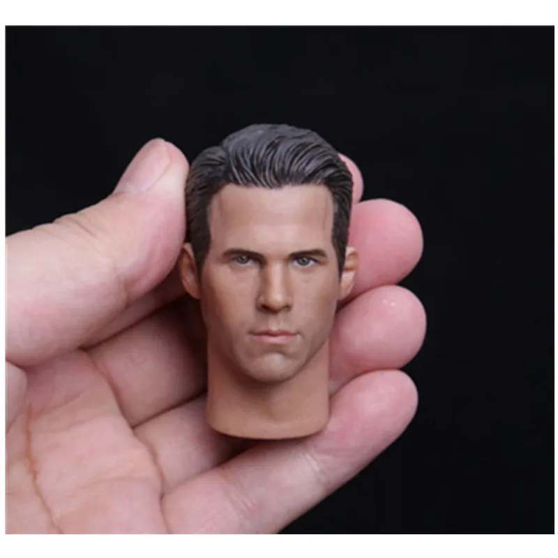 

2019 1:6 Male Head Sculpt Deadpool Ryan Reynolds Head Carving Head Carved Head Model with Neck PVC Collection Gift for 12'' Action Figure Body