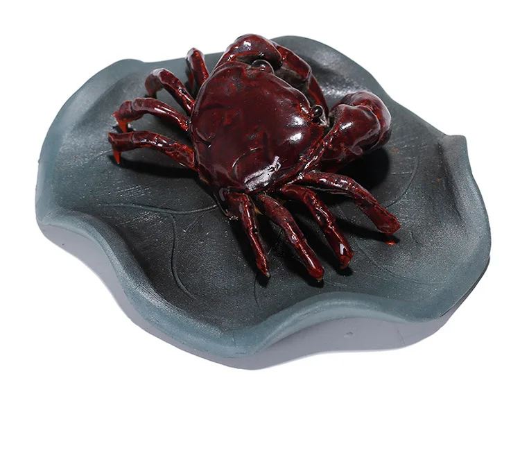 Color Changing Tea Ornaments Crab Entirely Handmade Resin Tea Ceremony Decoration Lotus Leaf Tea Bowl a Generation of Fat Sculpt