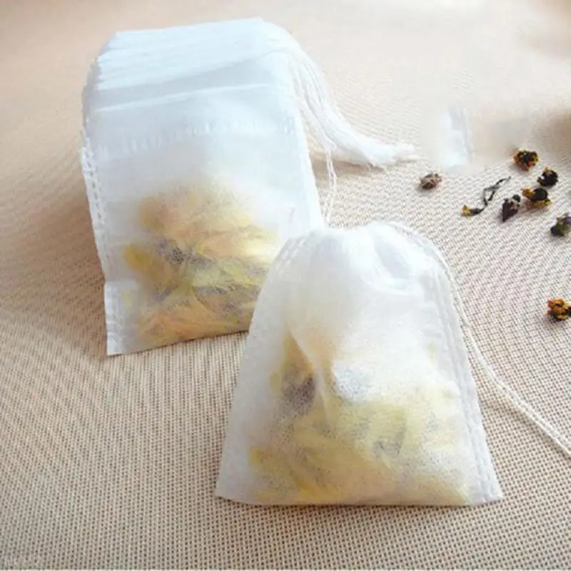 100pcs 5.3 X 7cm Empty Teabags String Heat Seal Filter Paper For Herb Loose Tea Bag