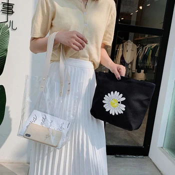 

PVC Transparent Shoulder Bags Handbags Fashion Pouch Women Leather Totes for Outdoor Shopping Traveling Decoration