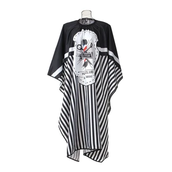 

Waterproof Barber Cape Hair Cutting Cape with Snap Closure Hairdressing Gown Water Stain Resistant Apron Black and White Stripe