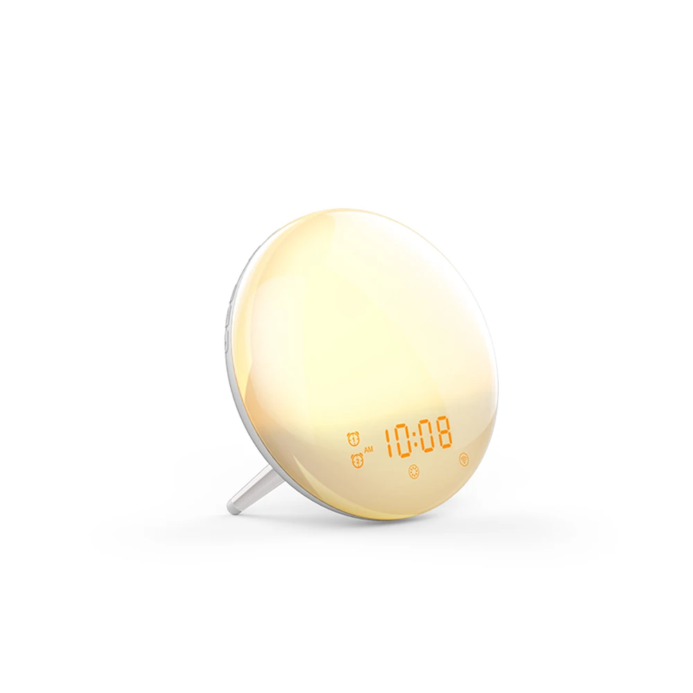 

Smart Wake-Up Light LED Bedside Night Sleep Light Alarm Clock Radio 7 Color Light Smart Speaker Voice Control Alexa / Google