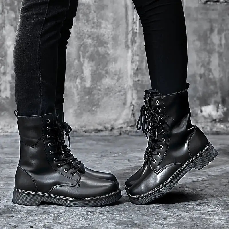 Ботинки на шнуровке мужская обувь с высоким берцем осень хлопковая зимние