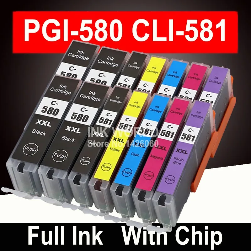 Cartouche d'encre d'imprimante pour Canon Pixma TR7550 TR8550 TS6150 TS6151  TS8150, PGI 580 XL XXL CLI 581 PGI580 | AliExpress
