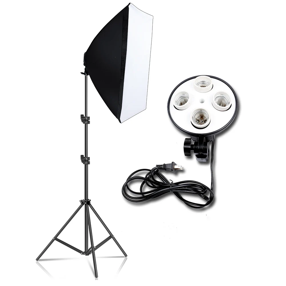 softbox, tamanho 50 cm x 70cm, base e27 para estúdio fotográfico