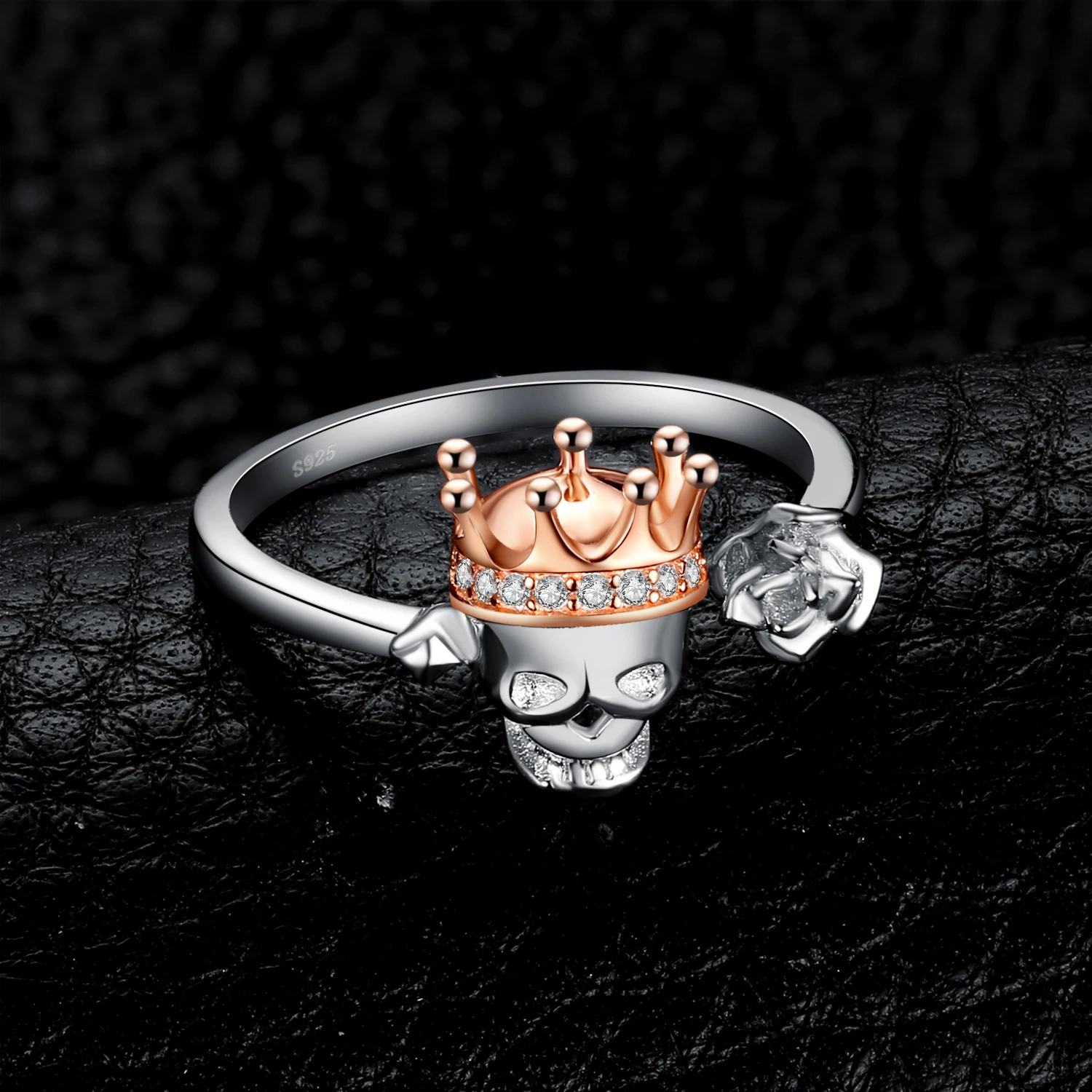 JewelryPalace модные череп король корона кубического циркония регулируемое Открытое