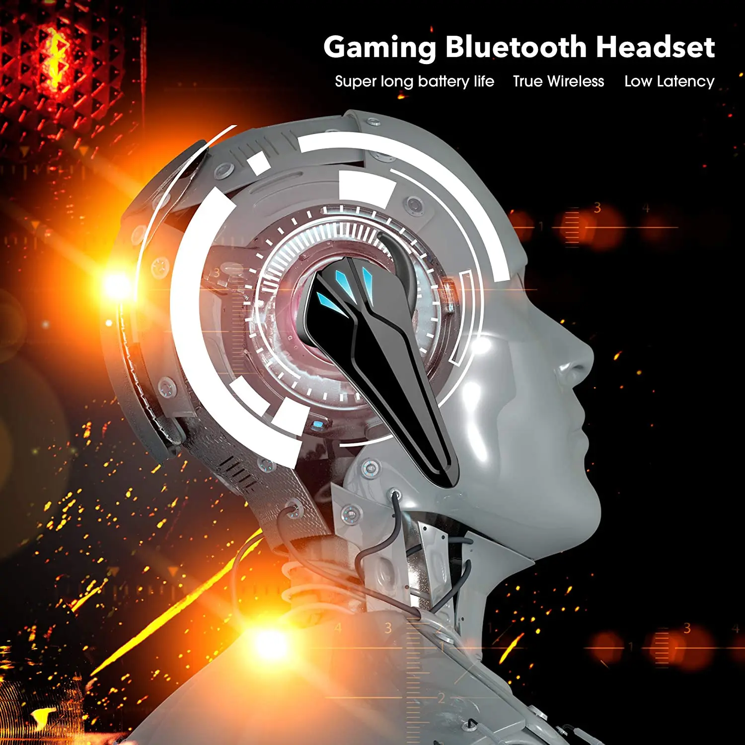 Posição Cyberpunk Fone de Ouvido sem Fio Duplo Tws Bluetooth 5.0 Fones de Ouvido para Jogos para Smartphone com Som Estéreo - Image 2