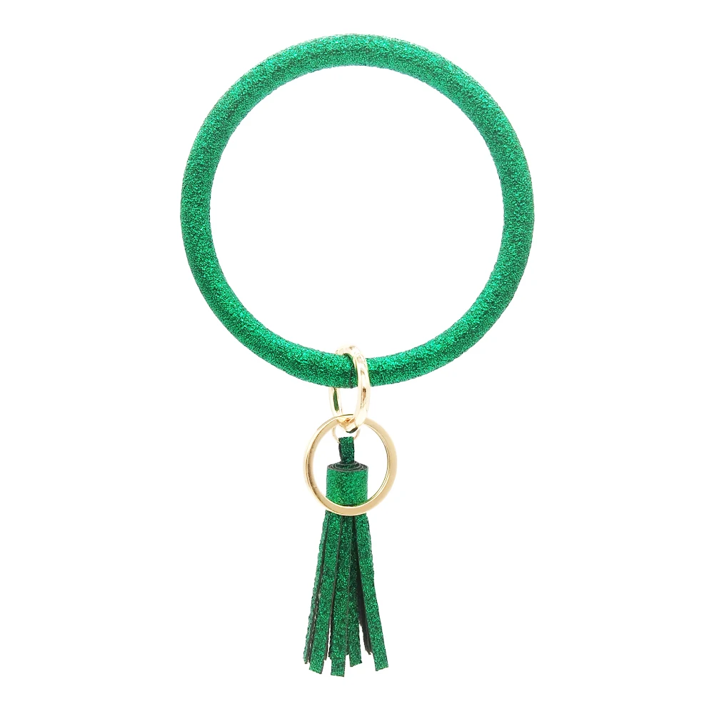 CSLP4 PU Leather Bracelet Keychain for Women Bright Solid Color Wristlet Keychain Fashion Tassel Bangle Keychain Accessories - Color: CSLP4