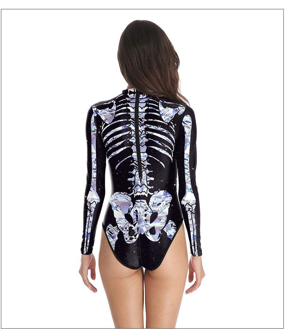 Ужас Белый бикини скелет костюм для костюмированной игры, для Хэллоуина Костюм Женщины Купальники ужас анимация представление одежда