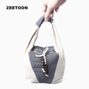 

Japanese Portable Travel Tea Set Bag Handmade Linen Bag Quik Cup Package Hand Storage Bag for 1 Pot 2 Tea Cups Nuts Jewelry Toy