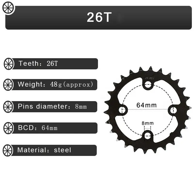 MTB BCD104 цепь кольцо BCD64 26T 38T велосипедная Звездочка двойной алюминиевый Кривошип набор 2*10S горный велосипед Кривошип запчасти для велосипеда - Цвет: 26t