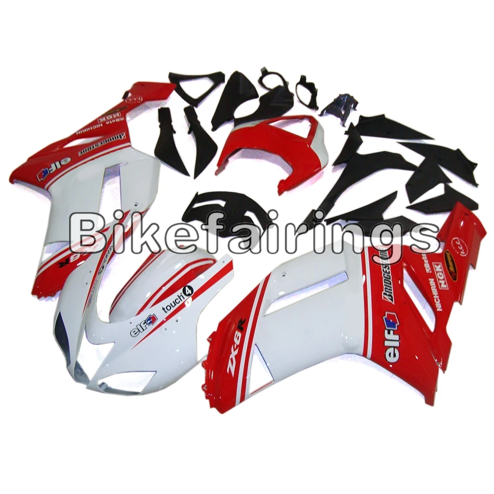 Белый красный рамы кузова Пластик накладки на мотоциклы, пригодный для Kawasaki ZX-6R 2007 2008 07 08 ZX636R 636 ABS система впрыска Кузов комплект
