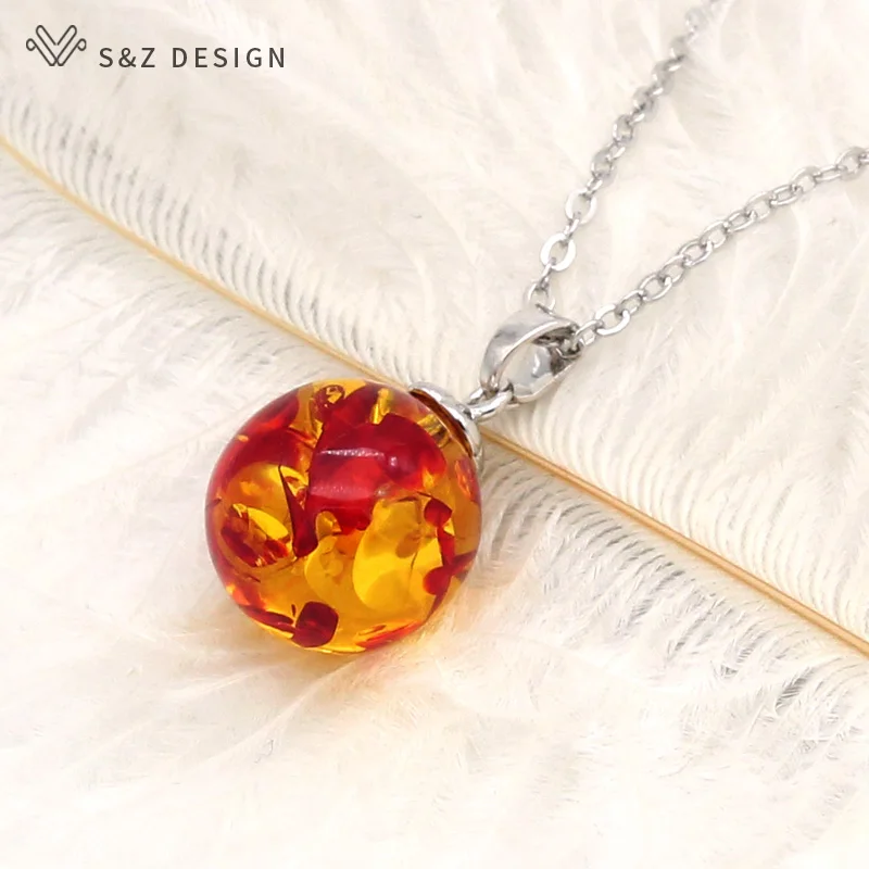 S&Z DESIGN Fashion 585 Rose Gold Color Round Flower Beads Pendant Necklace For Women Temperament Elegant Wedding Fine Jewelry