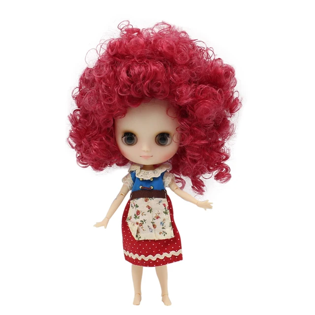 Middle Factory Nude Blyth Fashion Doll with Rose Red Afro-Hair 20cm ICY DIY Toys with gestures Free Shipping No.QE155 1