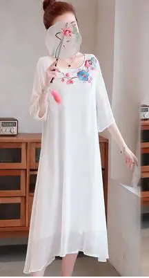 Китайское платье vestidos cheongsam qipao женский шифоновый Чонсам Ципао винтажное китайское традиционное платье с вышивкой - Цвет: color2