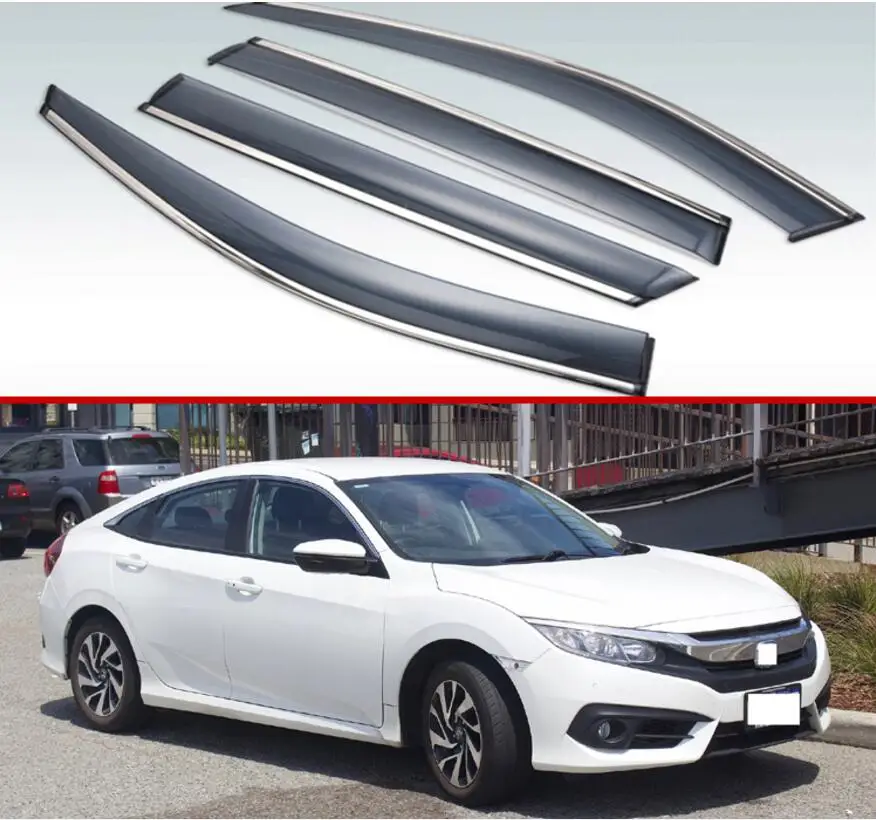 Для Honda Civic 10 2016 2017 2018 2019 пластиковый Наружный козырек вентиляционные оттенки