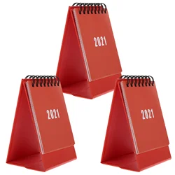Mini calendrier de couleur à Surface lisse, 3 pièces, calendrier de bureau 