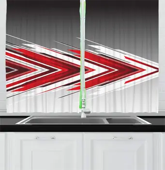 

Arrow Kitchen Curtains Futuristic Modern Geometric Chevron Style in Order Digital Art Print Window Curtain for Kitchen Cafe
