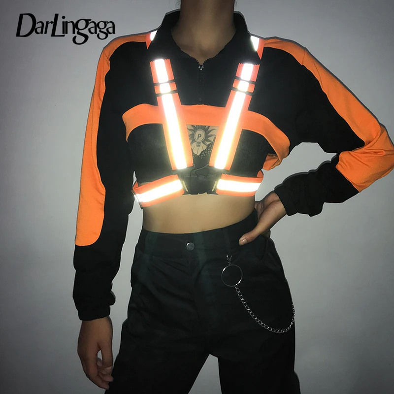 

Darlingaga Neon Color Reflective Suspender Stripe Shoulder Strap Women Ornaments Streetwear Adjustable Cummerbunds Slim Fashion