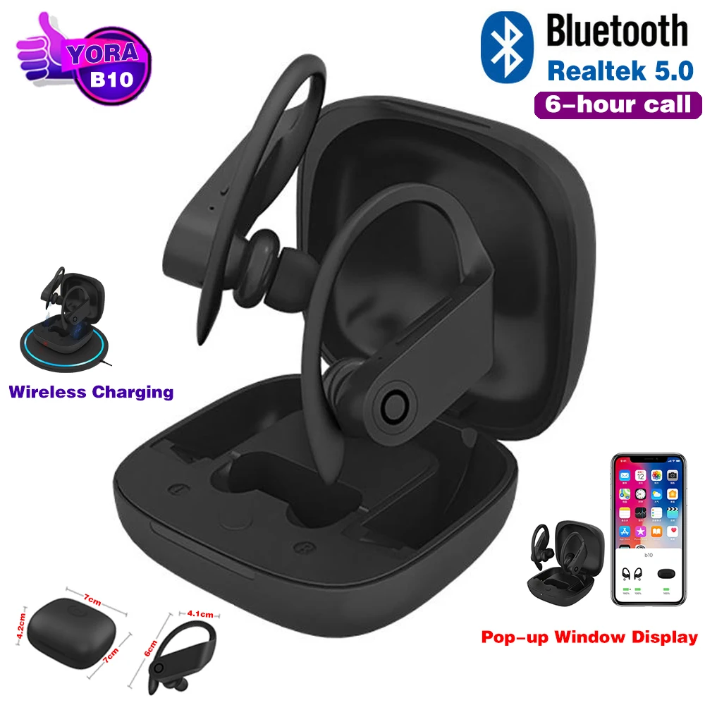 B10 Bluetooth гарнитура 5,0 спортивные наушники с Ушными крючками Bluetooth с беспроводным зарядным микрофоном настоящие беспроводные наушники для телефонов